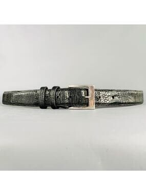 NO BRAND Size 42 Black Croc Embossed Leather Belt